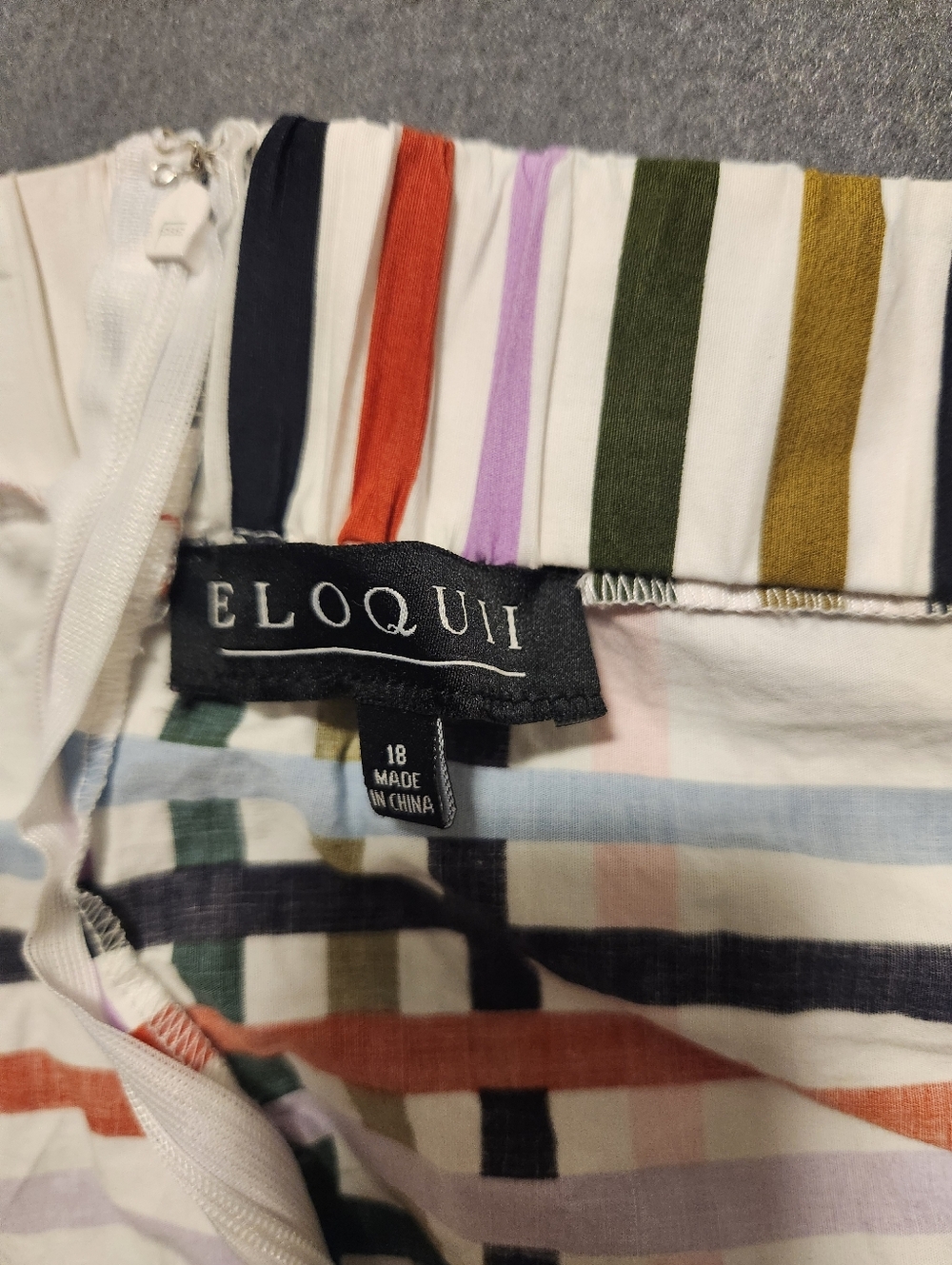 Eloquii Skirt Women Size 18 White Multicolor Stripes With Pockets Zipper Stretch - Picture 10 of 13
